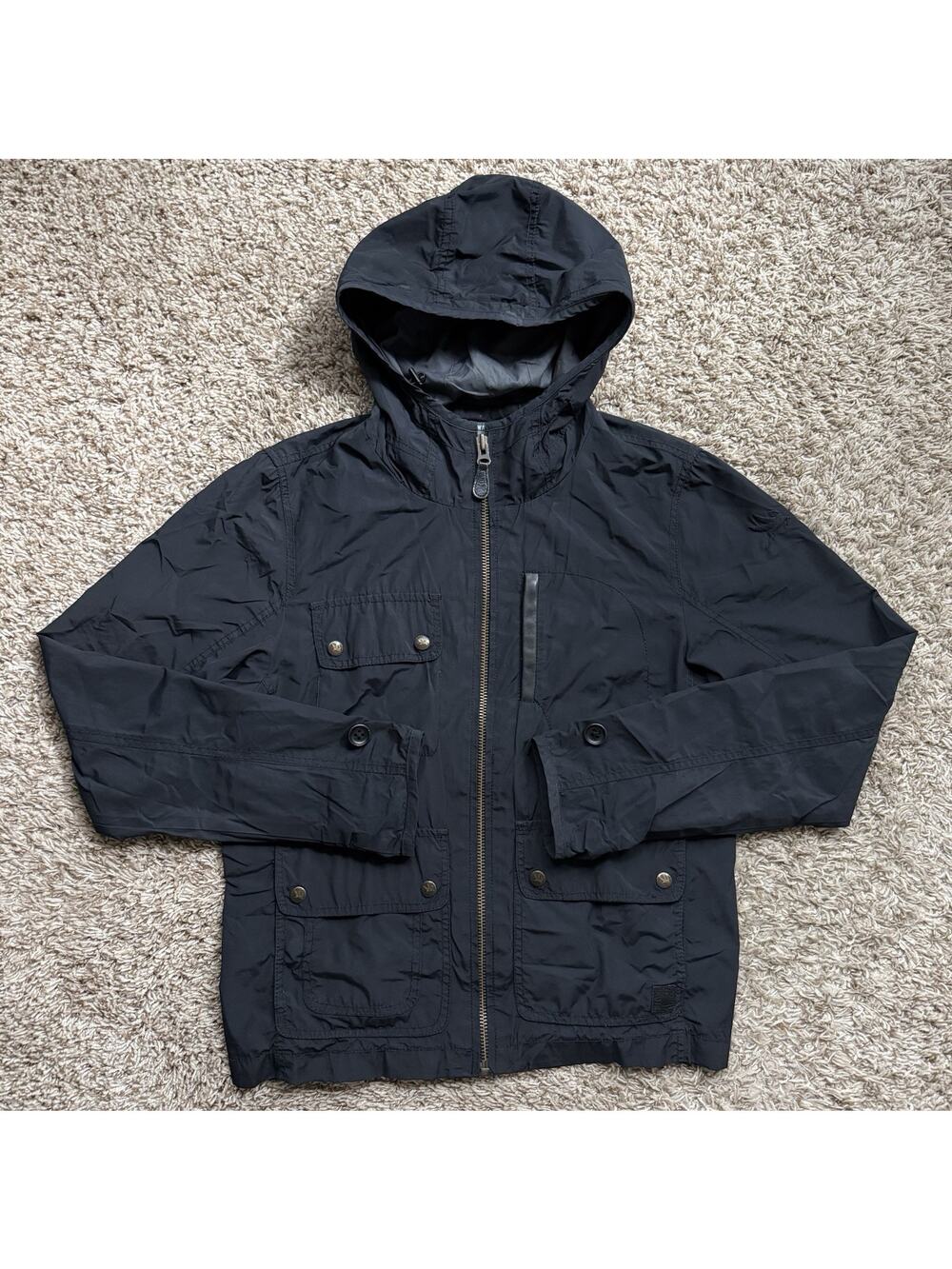 I. Spiewak & Sons Black Zip Up Hooded Tactical Cargo Jacket Men’s Size Medium